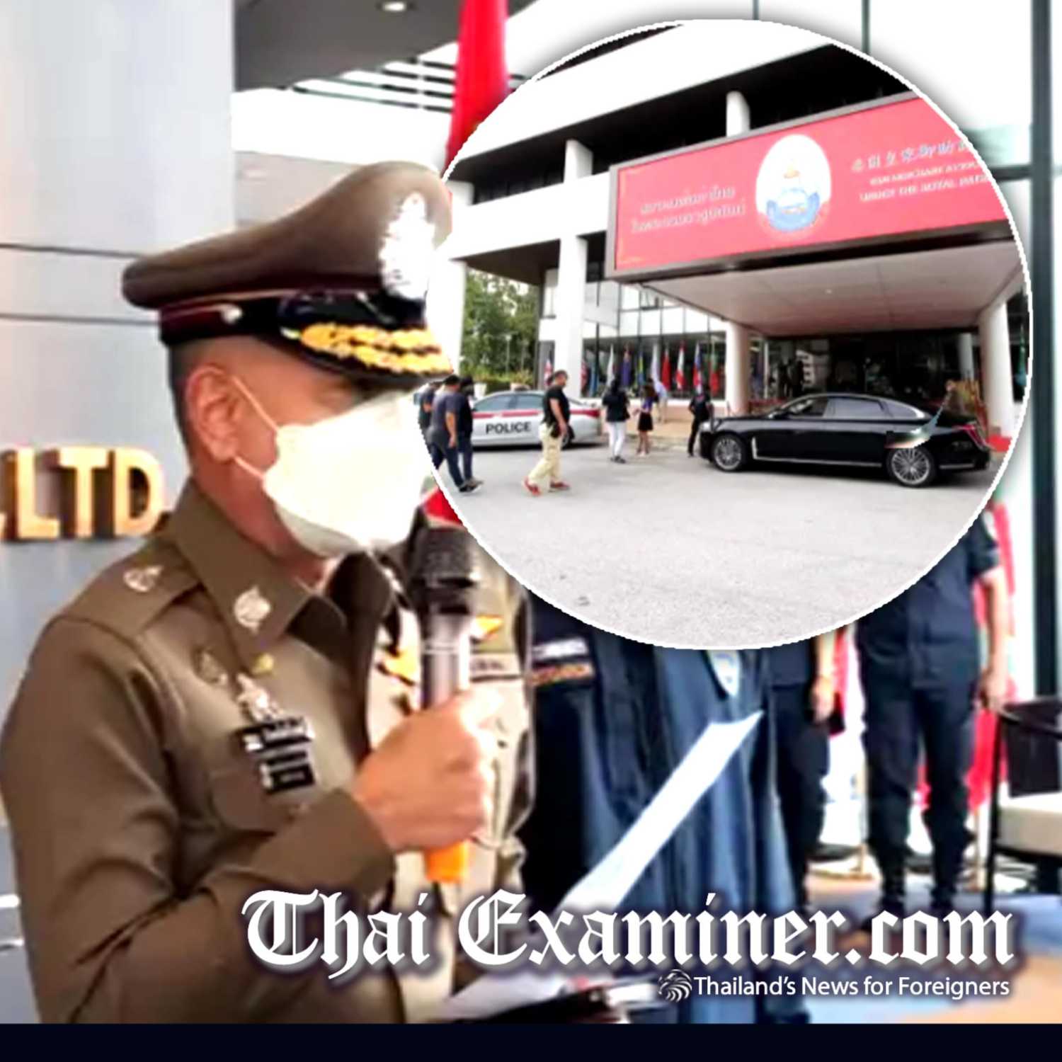 Chinese businessman in the heart of Bangkok with a fake Chinese Embassy car and police escort