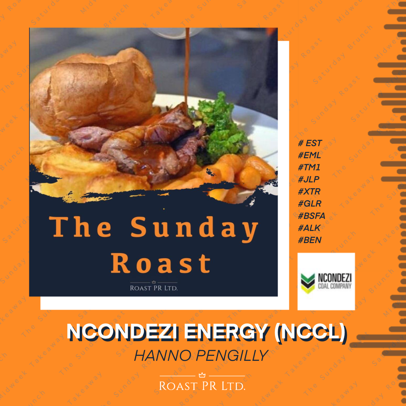 Sunday Roast featuring Hanno Pengilly, CEO of Ncondezi Energy (AIM:NCCL) #EST #BEN #TM1 #JLP #XTR #GLR #BSFA #BEN