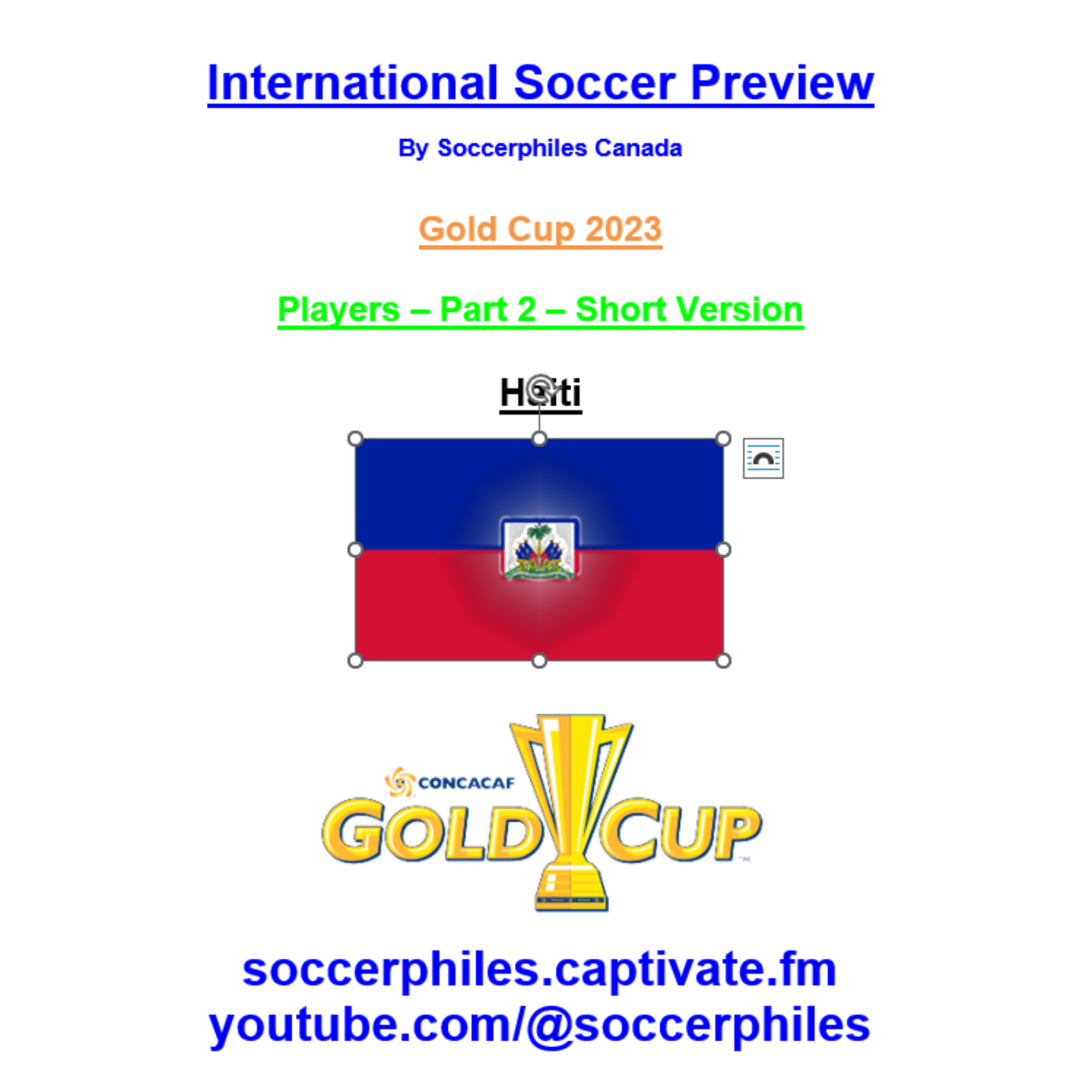 Haiti Squad - Short Version - Gold Cup 2023 Players