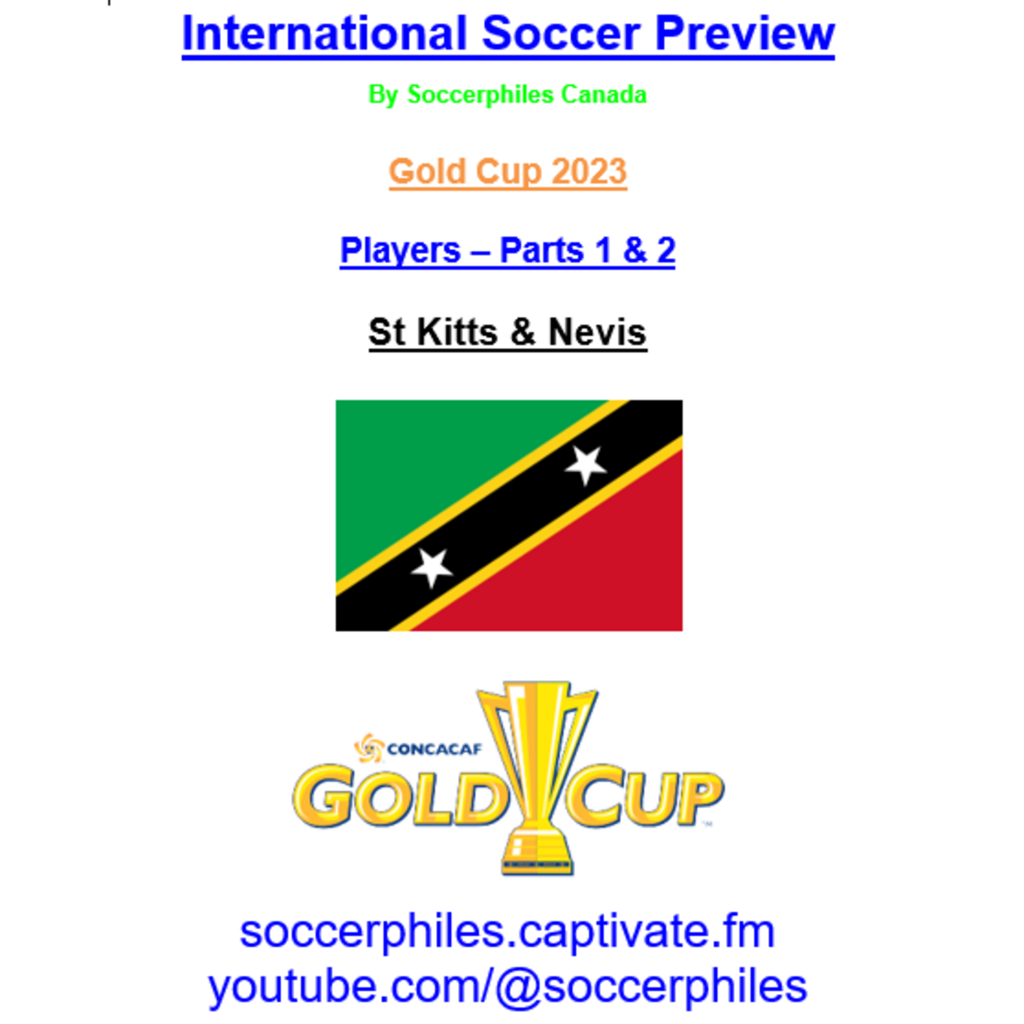 St Kitts & Nevis Squad -  Gold Cup 2023 Players – Full-length Version