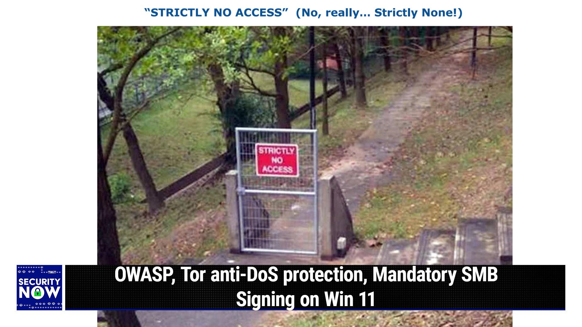 Windows Platform Binary Table - OWASP, Tor anti-DoS protection, Mandatory SMB Signing on Win 11