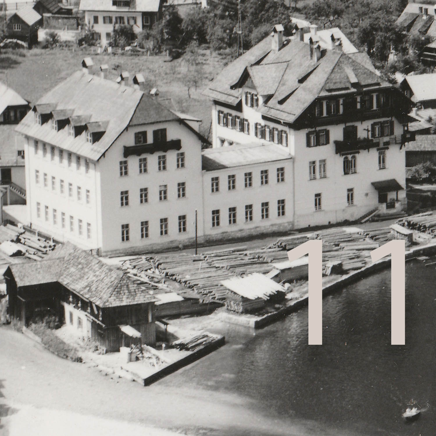 Hallstatt – HTBLA Flugaufnahme um 1960 Teil 11