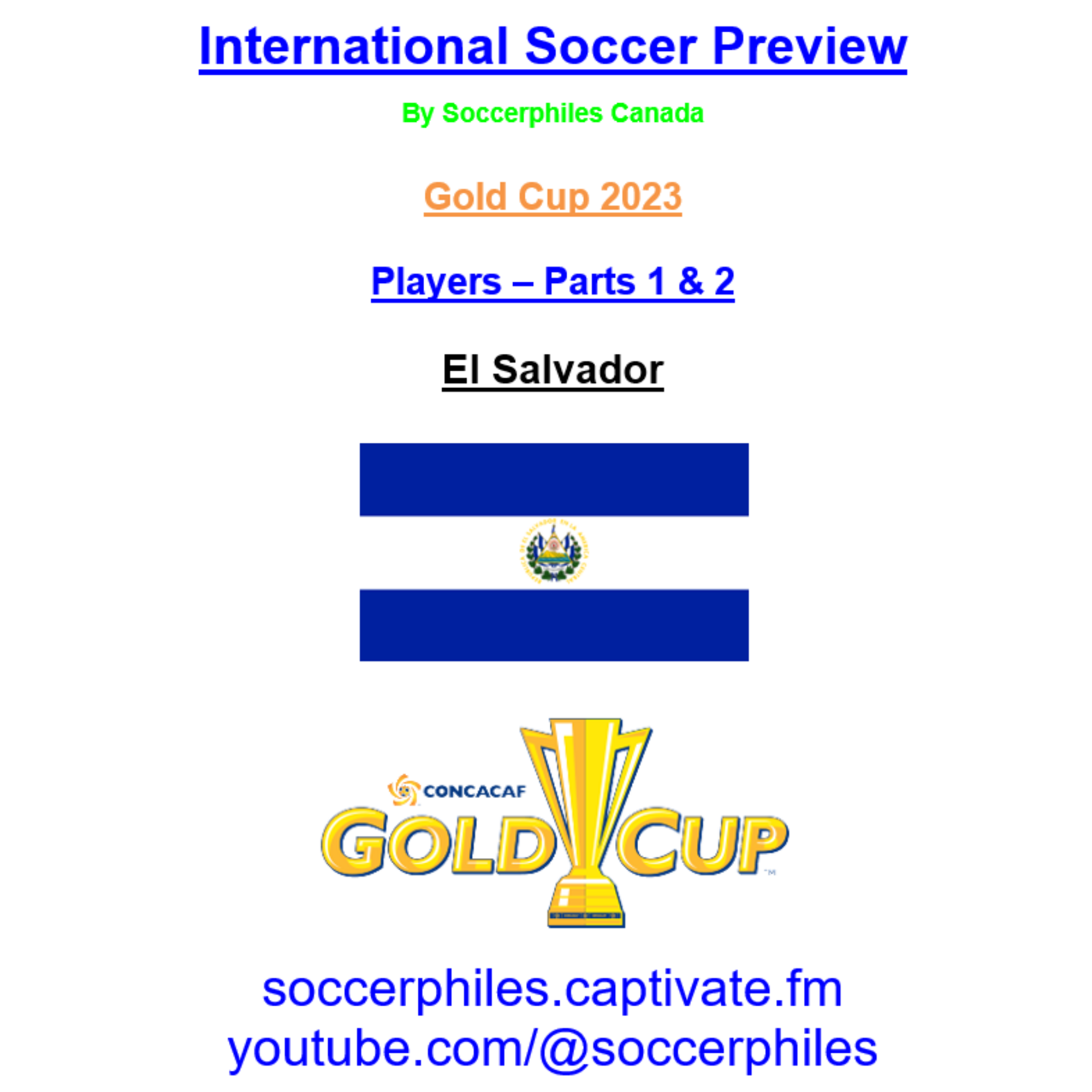 El Salvador Squad -  Gold Cup 2023 Players – Full-length Version