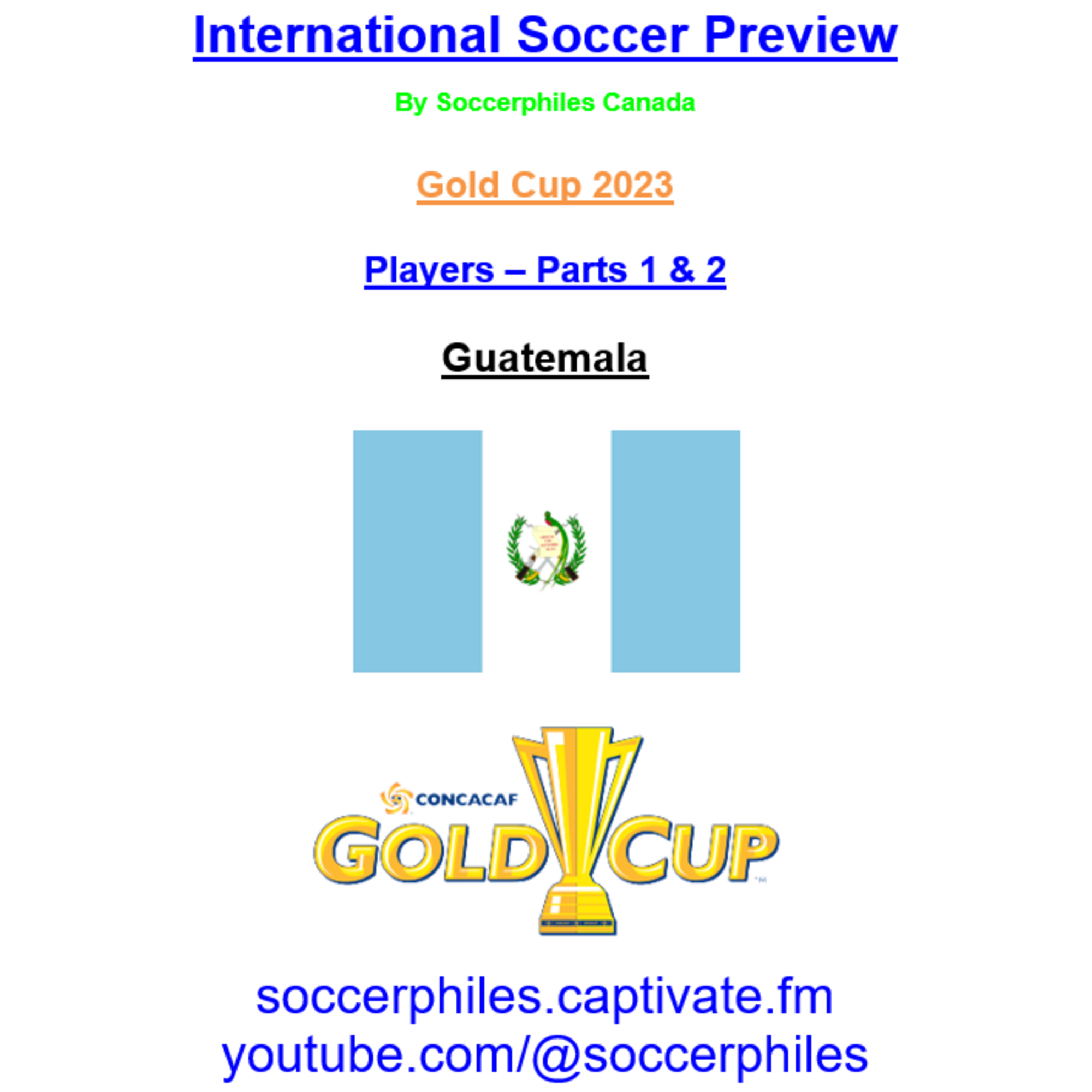 Guatemala Squad -  Gold Cup 2023 Players – Full-length Version