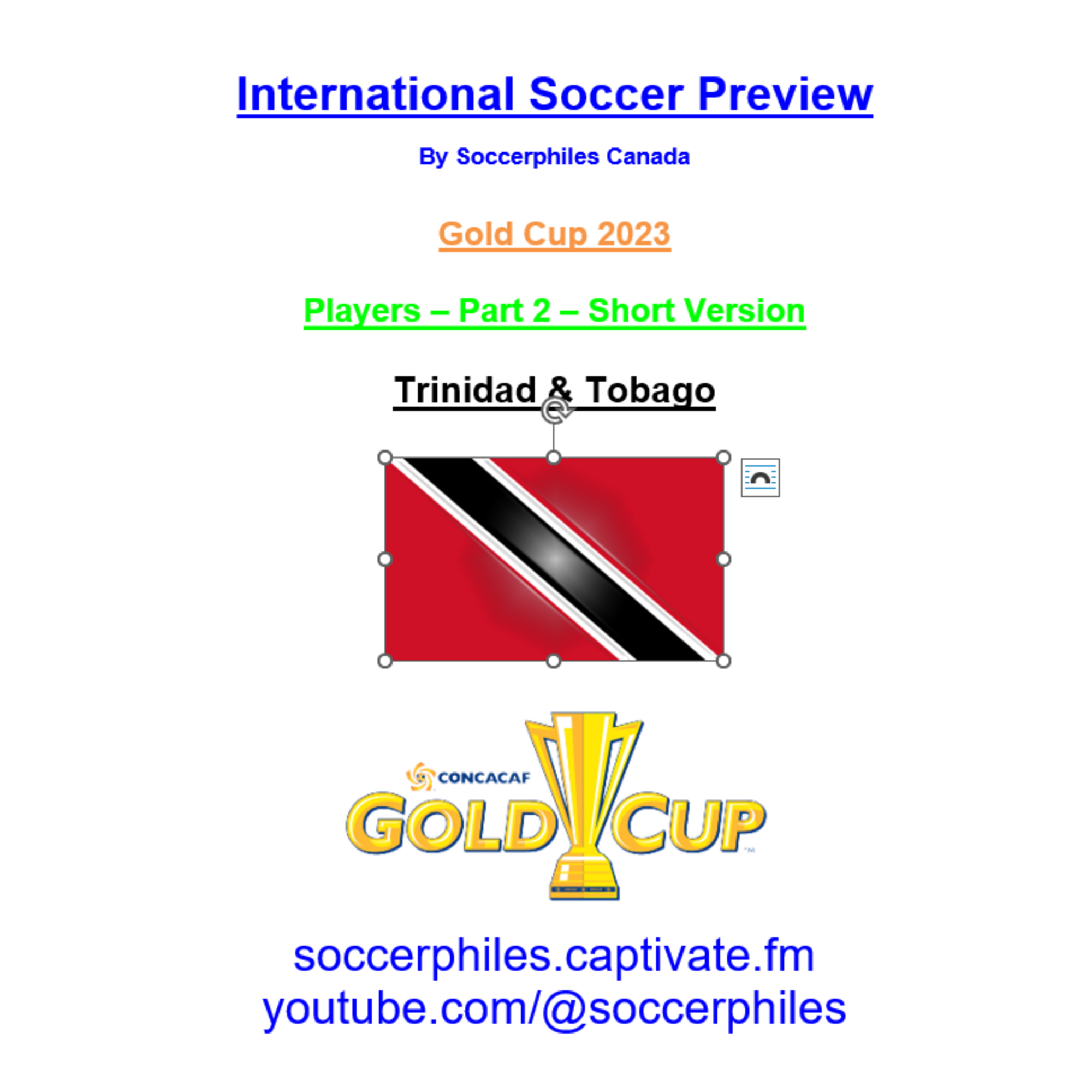 ⁣Trinidad & Tobago Squad - Short Version - Gold Cup 2023 Players