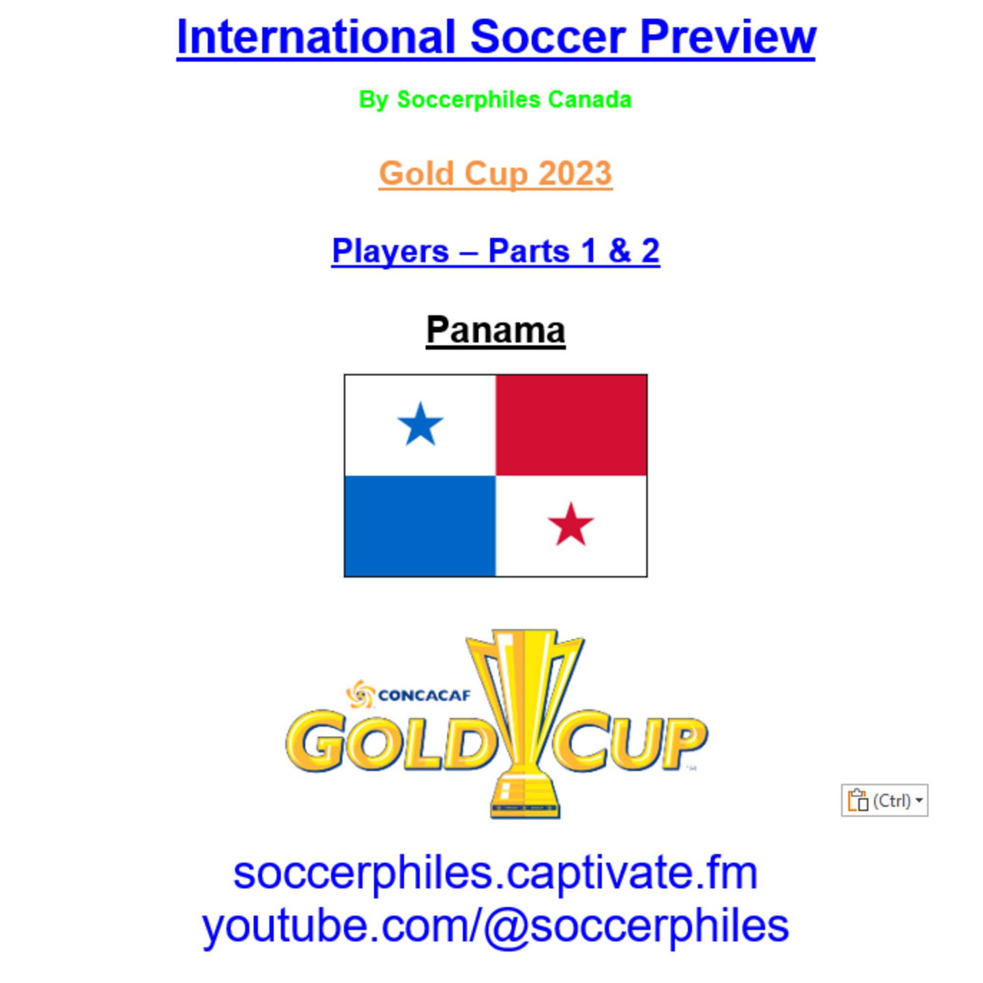 Panama Squad -  Gold Cup 2023 Players – Full-length Version