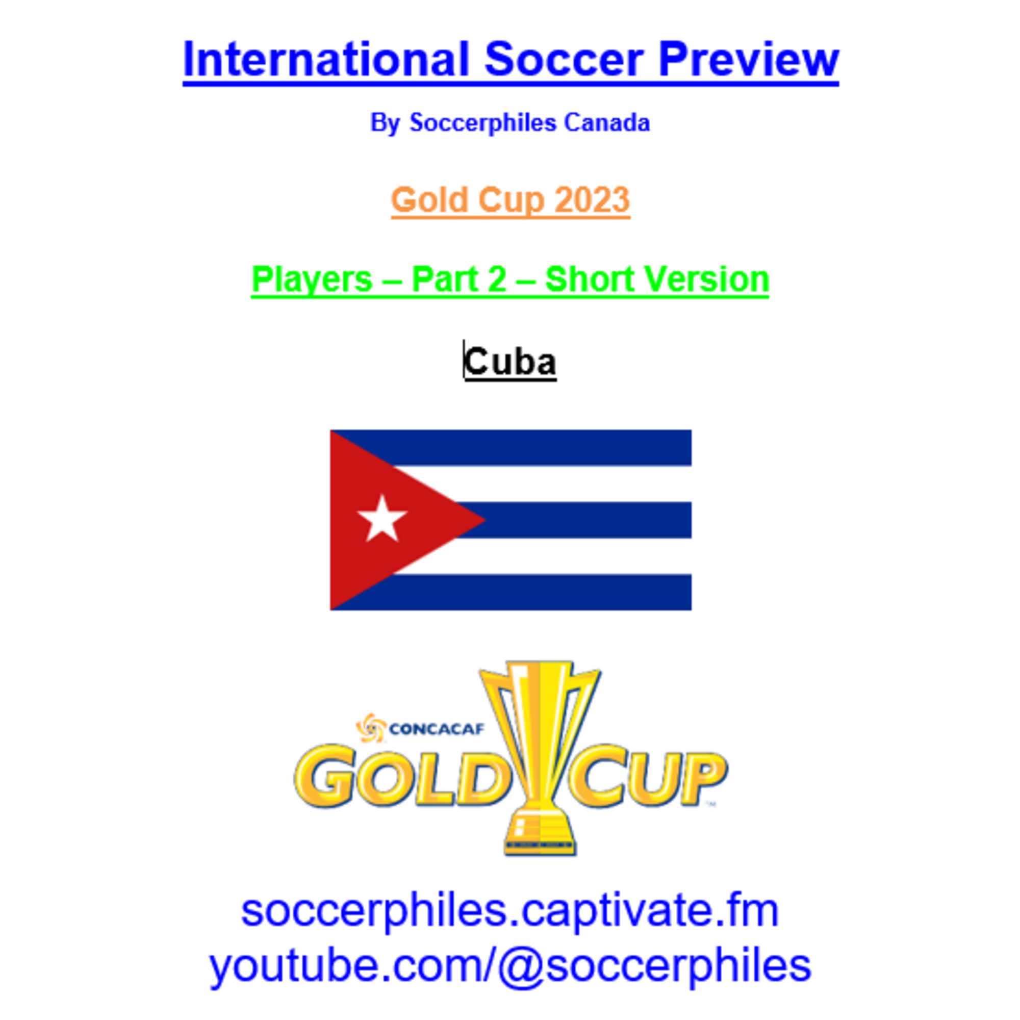 Cuba Squad - Short Version - Gold Cup 2023 Players