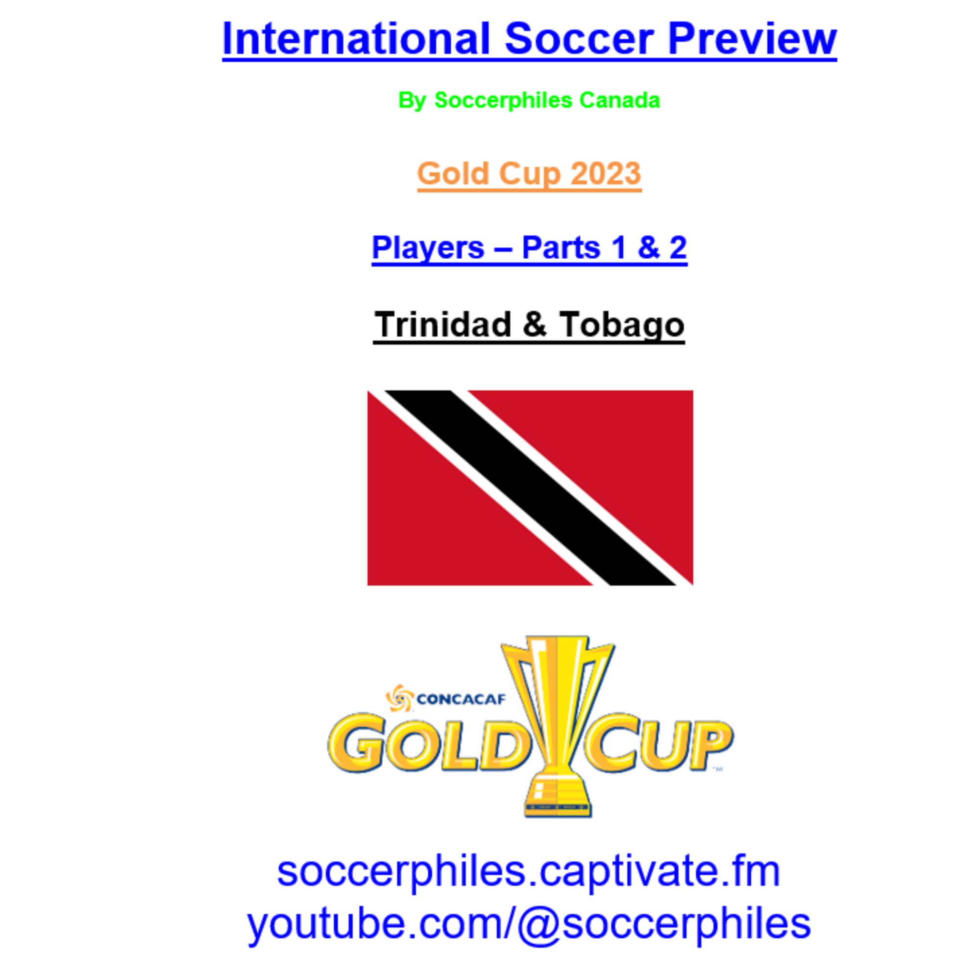 ⁣Trinidad & Tobago Squad -  Gold Cup 2023 Players – Full-length Version