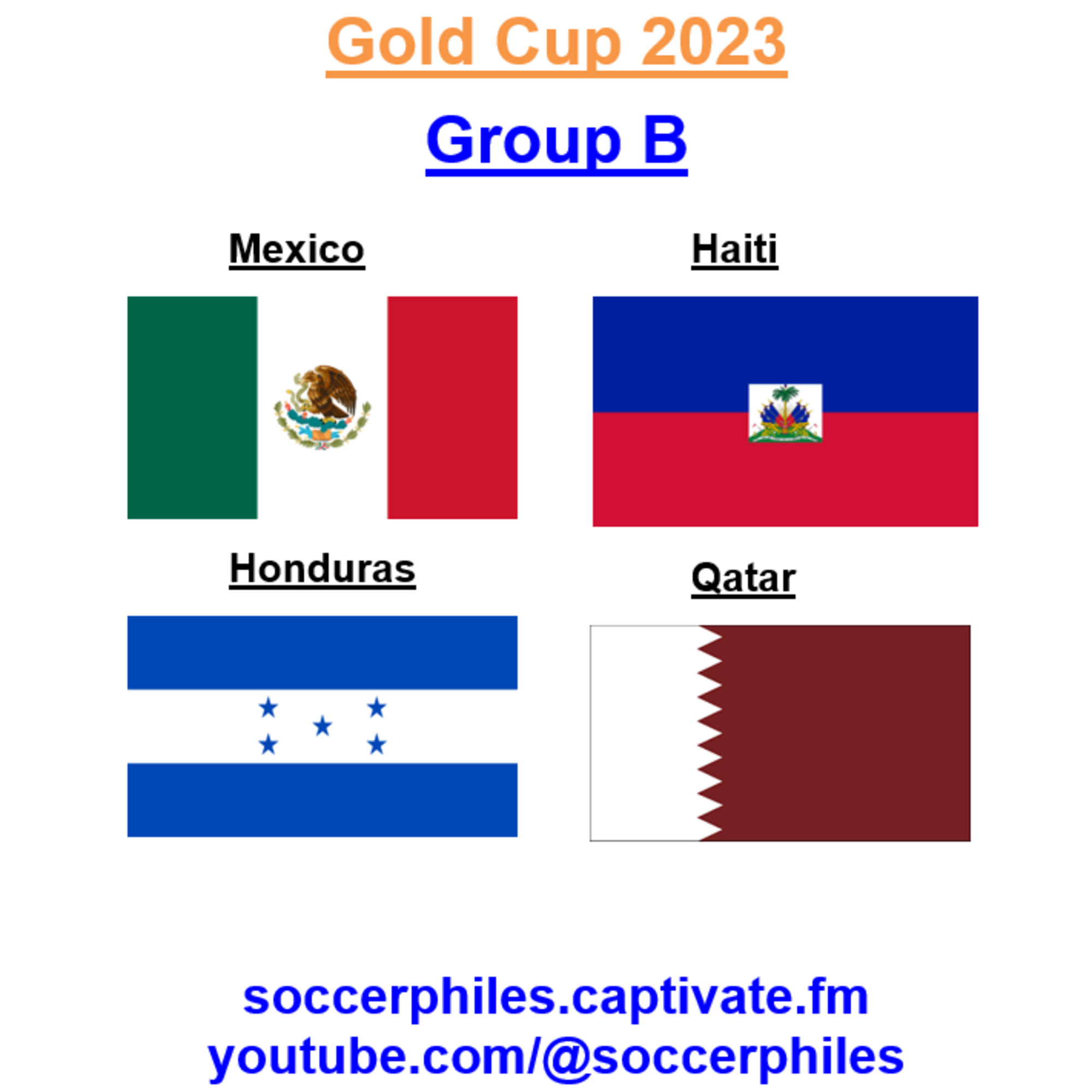 ⁣CONCACAF Gold Cup 2023 - Group B – Mexico, Haiti, Honduras, Qatar