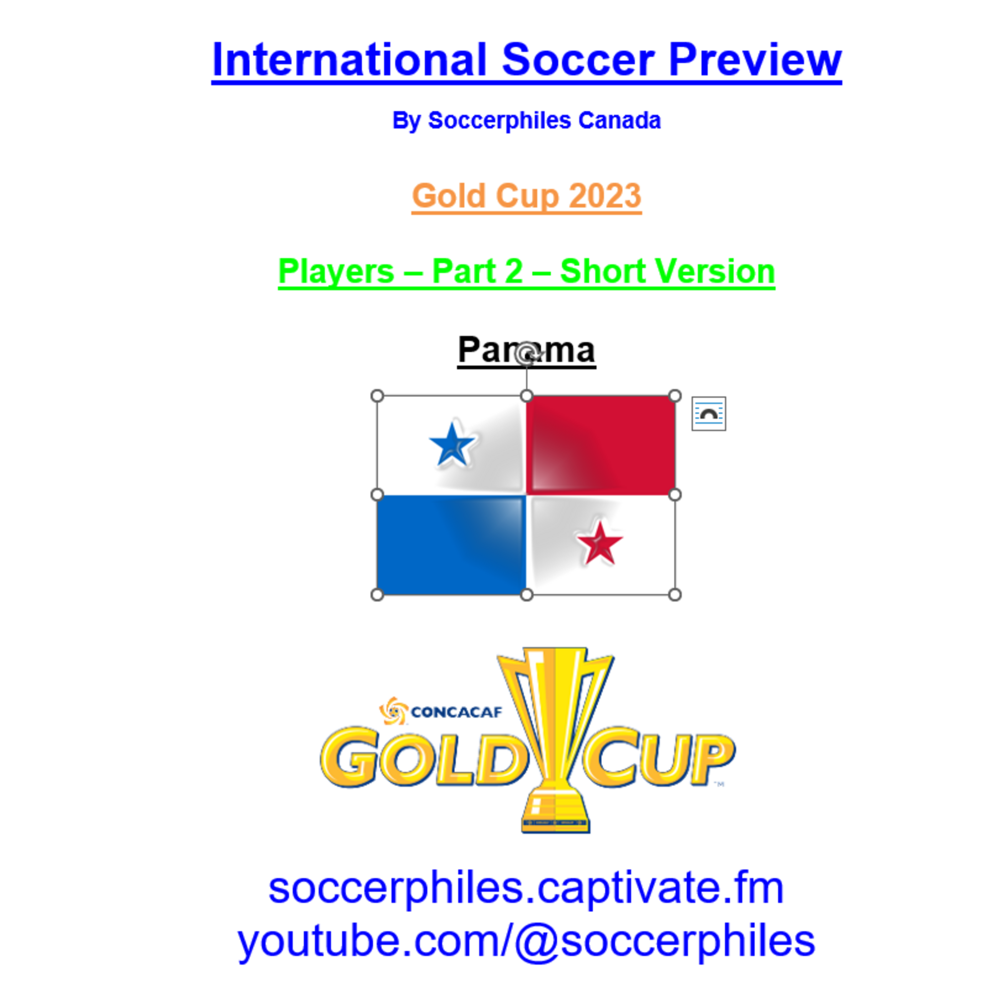 Panama Squad - Short Version - Gold Cup 2023 Players