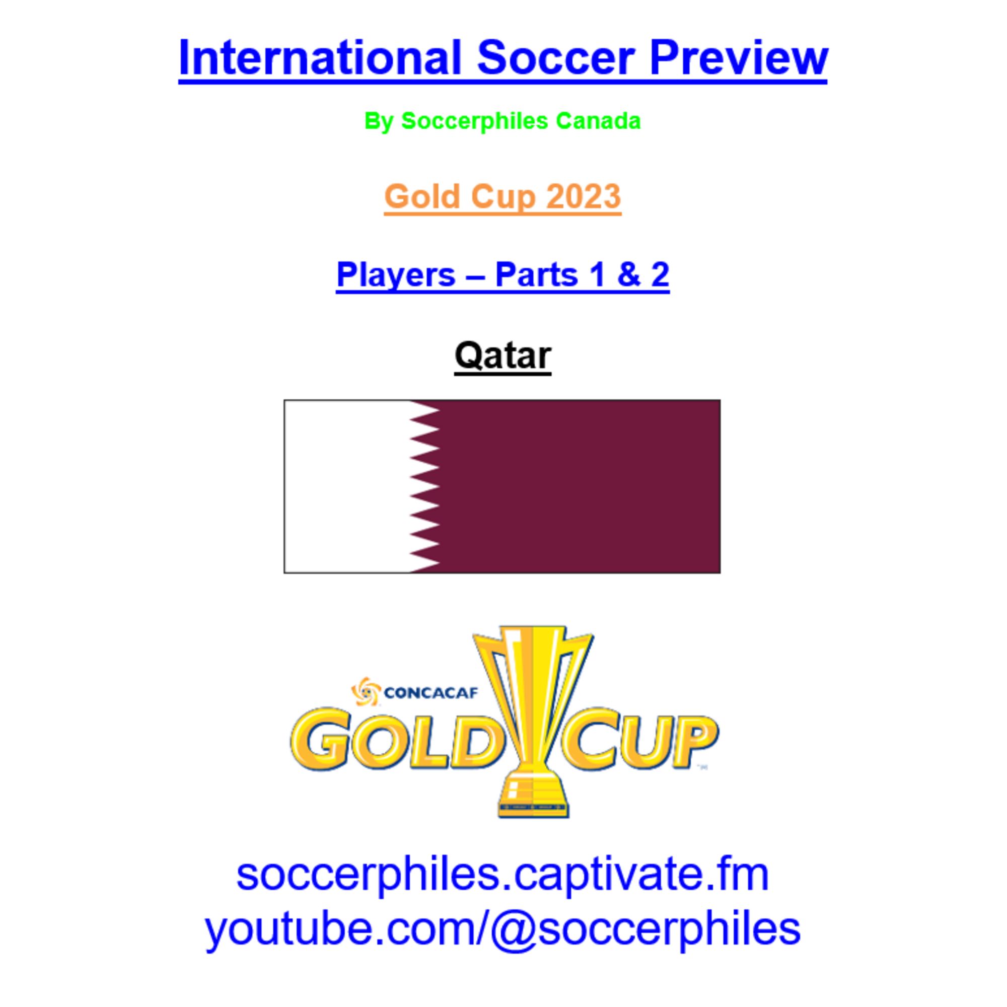 Qatar Squad -  Gold Cup 2023 Players – Full-length Version