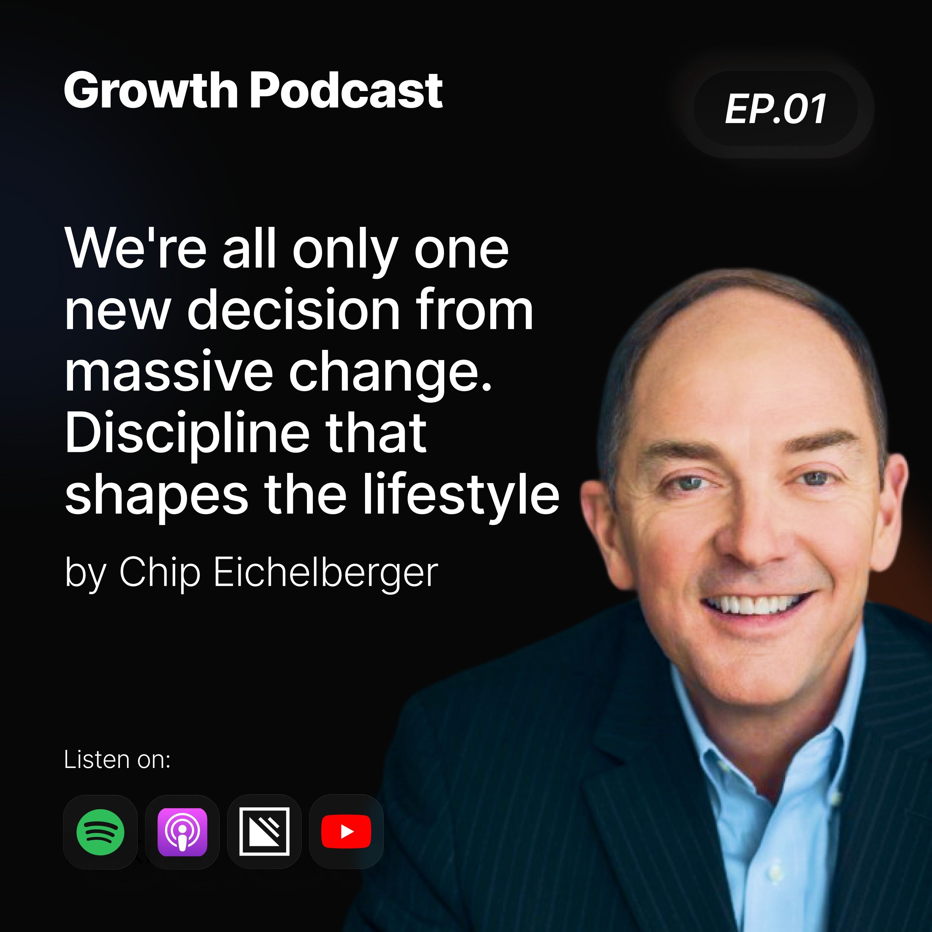 We're all only one new decision from massive change. Discipline that shapes the lifestyle by Chip Eichelberger