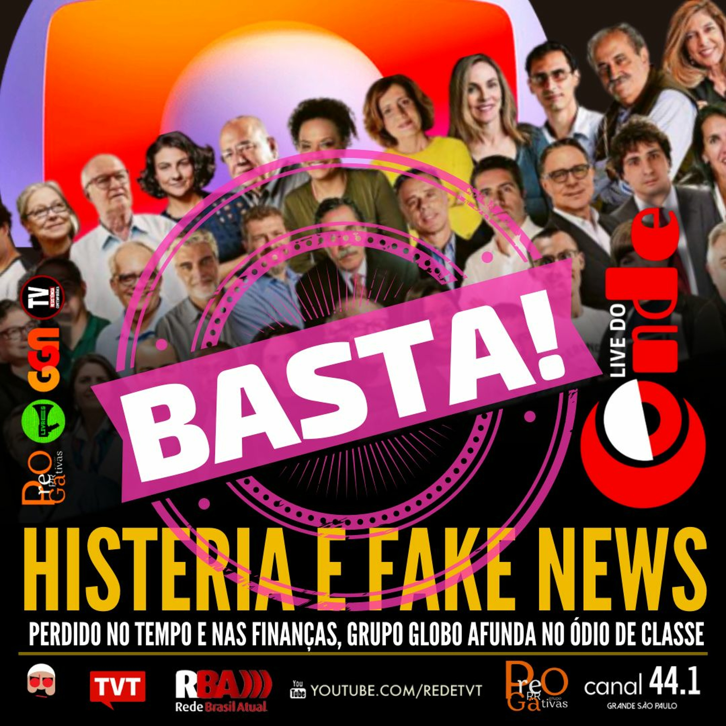 ⁣Live do Conde! Histeria e fake news: perdido no tempo e nas finanças, Grupo Globo afunda no ódio