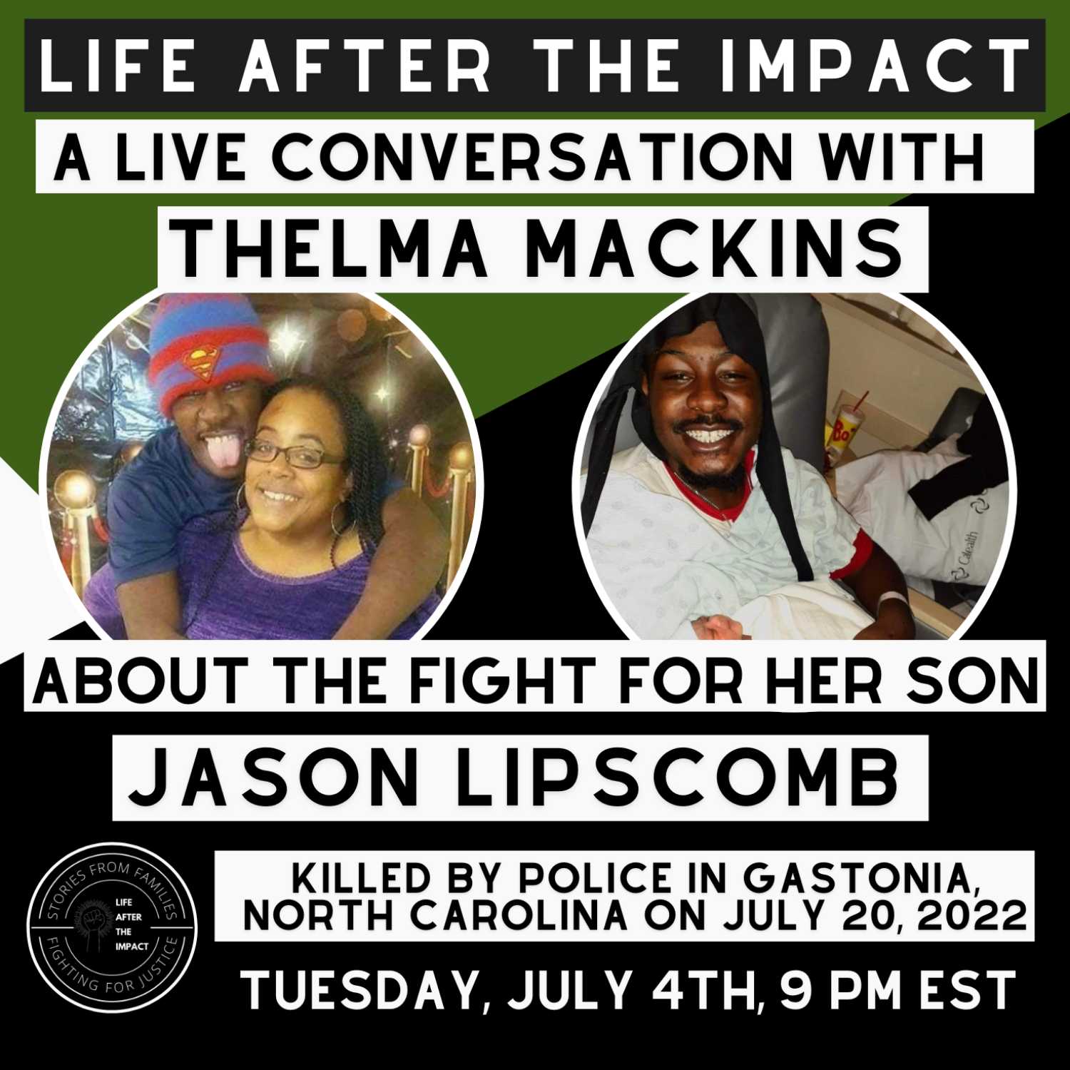 A Live Conversation with Thelma Mackins about the Fight for Justice for Her Son Jason Lipscomb