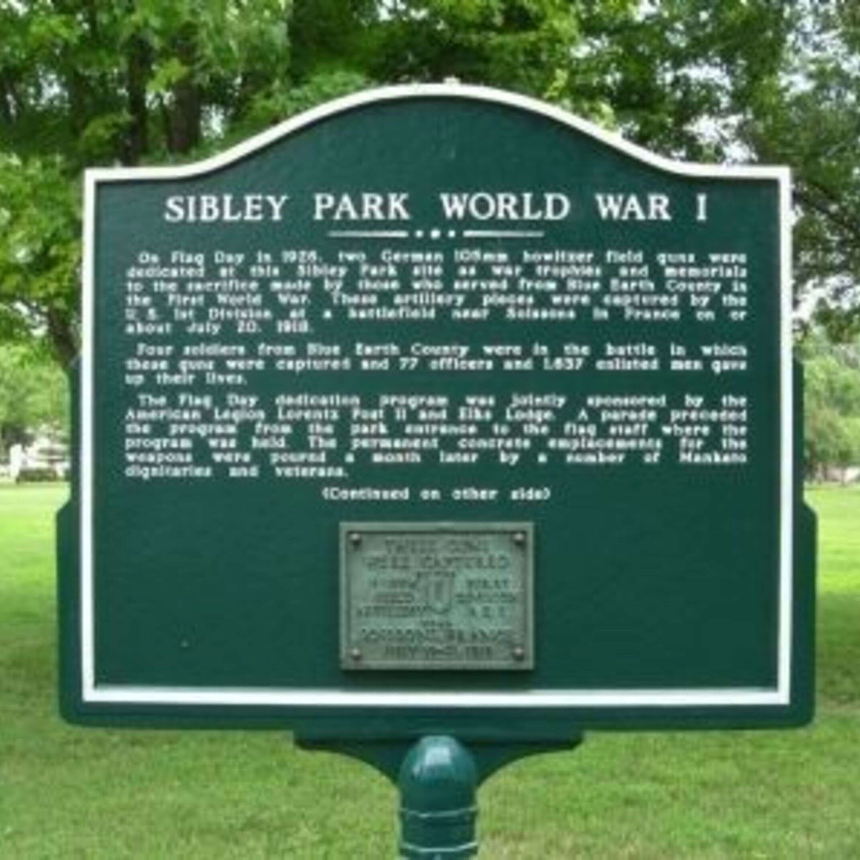 Sibley Park Honoring World War 1