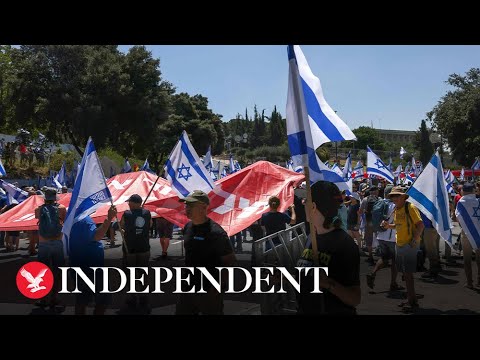 Live: Protesters block road outside Israeli parliament over judicial overhaul