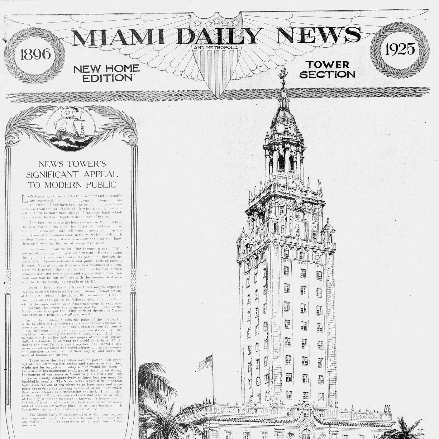 July 26, 1925: Miami News Tower (Freedom Tower) opens with Dr. Paul S. George