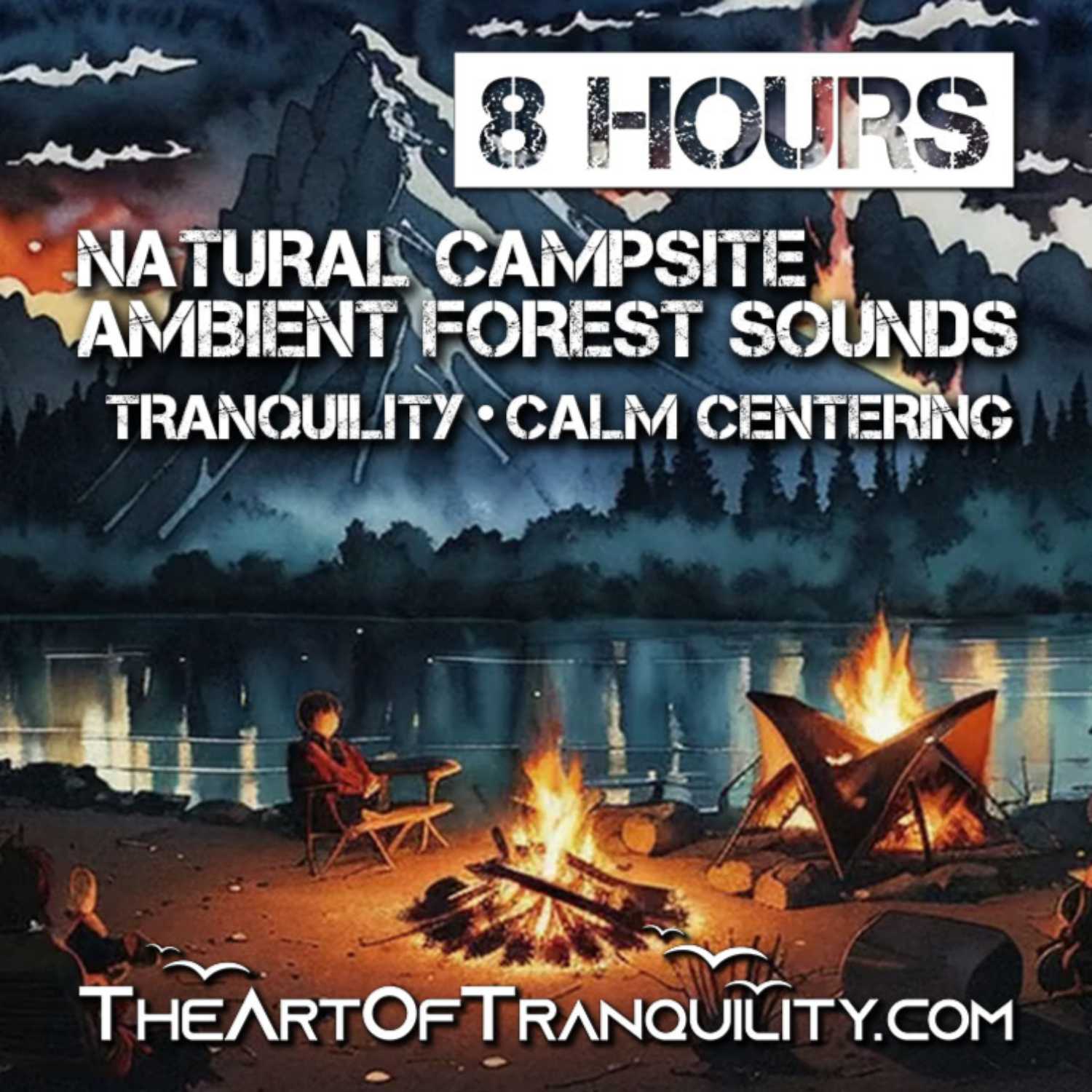 NATURAL CAMPSITE AMBIENT FOREST SOUNDS | Tranquility, calm centeredness | 8 Hrs