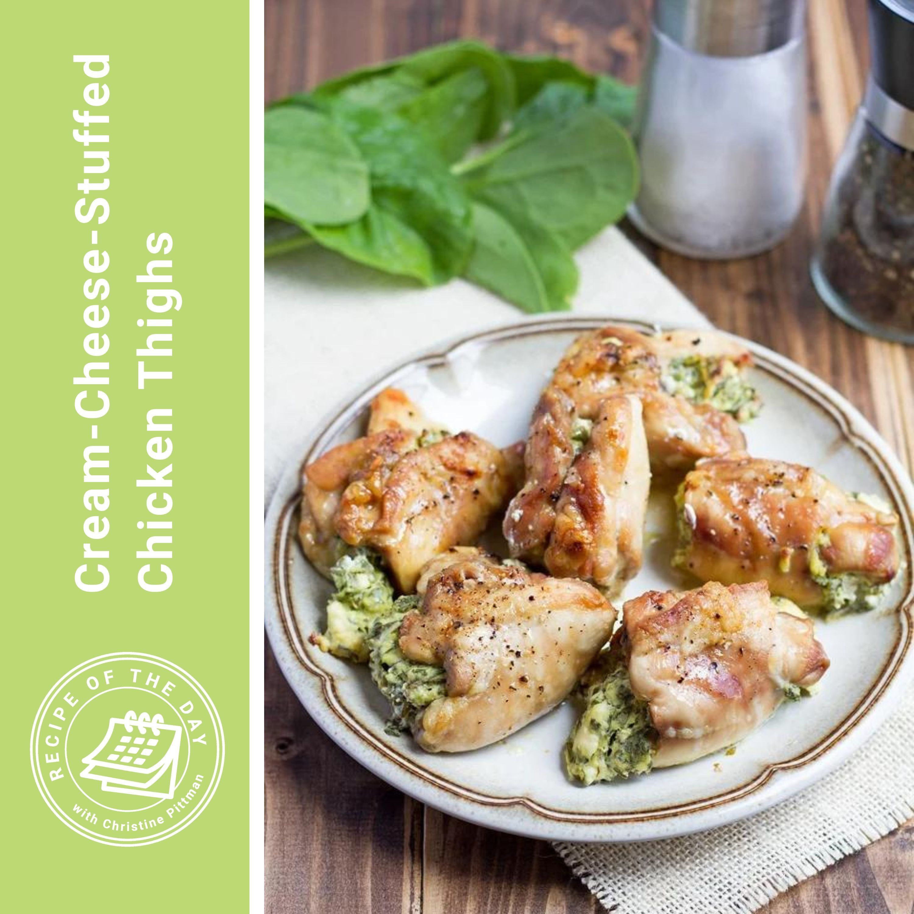 ⁣Today's recipe is Cream-Cheese-Stuffed Chicken Thighs.