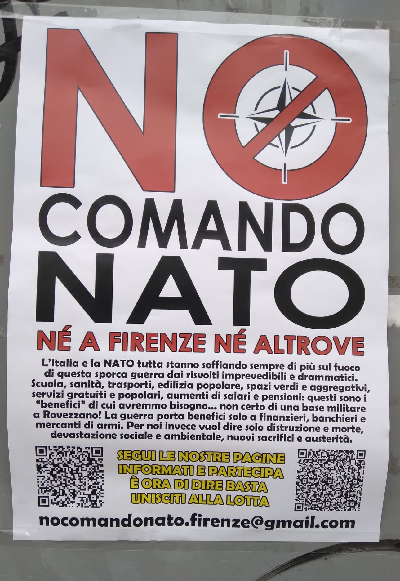 ⁣Nato a Rovezzano. Nasce il Comitato che si oppone al Comando, Ministero e Comune rassicurano