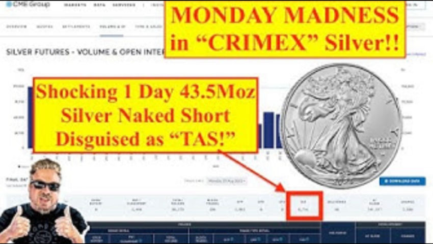 ⁣COMEX SILVER! Shocking 1-Day $43.5Moz Disguised SILVER Short by "TAS!" RIGGERS PANICKING! (Bix Weir)