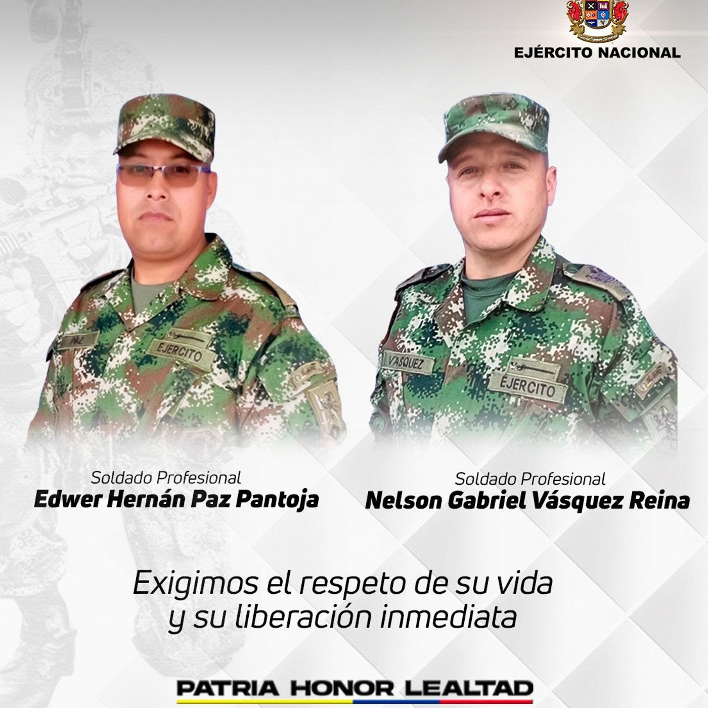 ⁣Familias piden liberación inmediata de militares secuestrados.