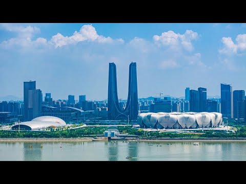 Live: Bird's-eye view of Hangzhou Olympic Sports Center Venue Cluster