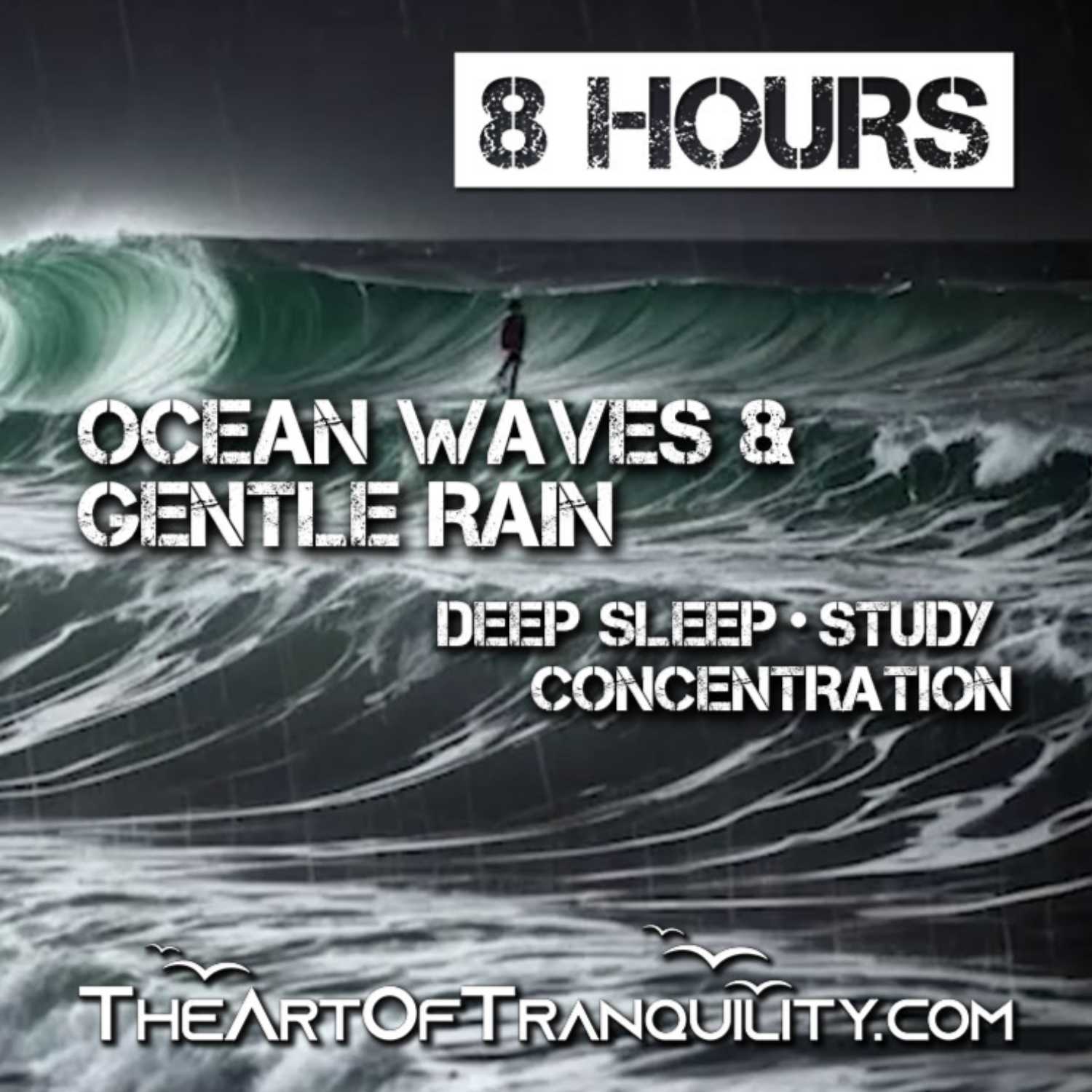 OCEAN WAVES & GENTLE RAIN | Deep Sleep, Study, Concentration, Test Prep | 8 Hrs