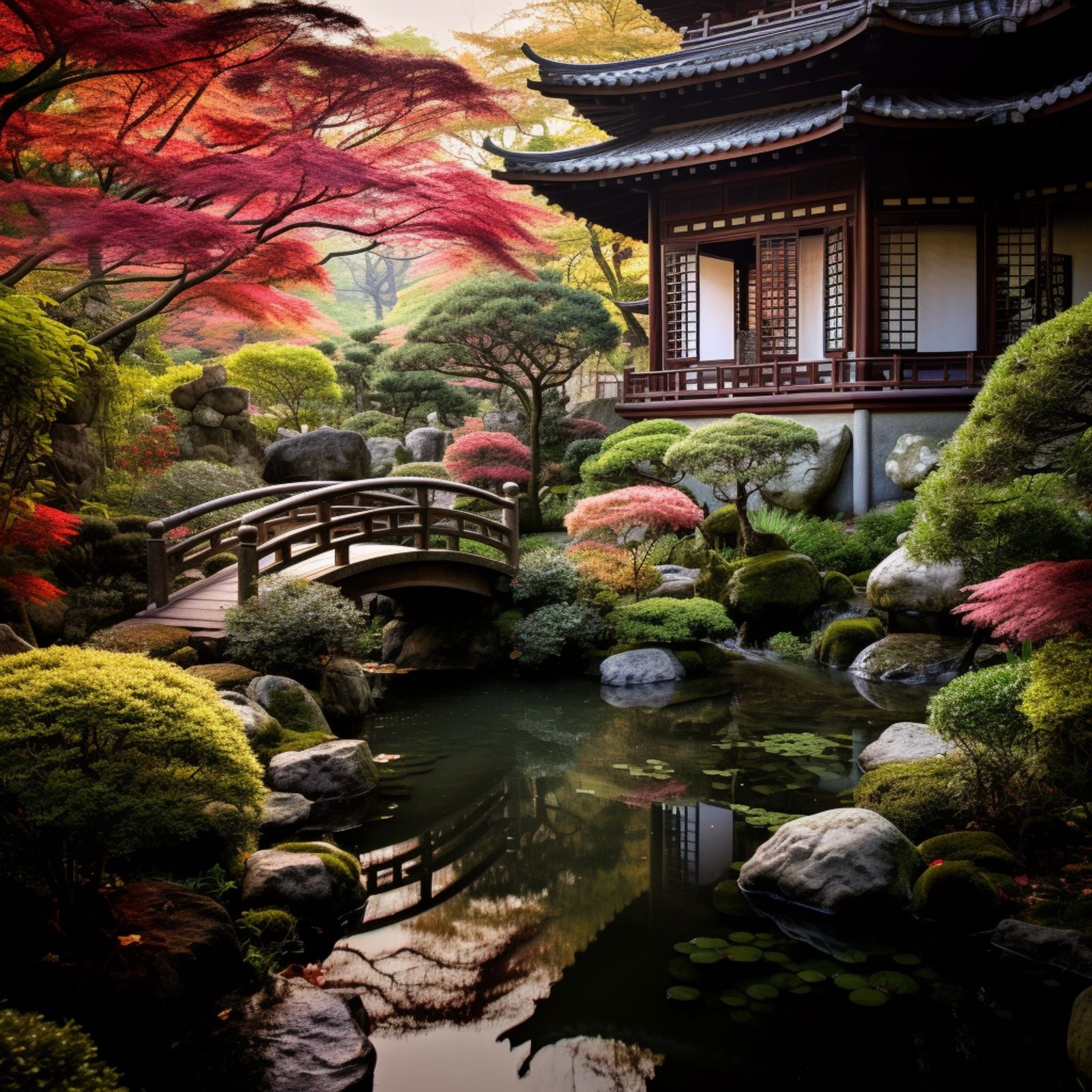 Japanese Garden Ambiance | Bamboo Flute and Garden Sounds