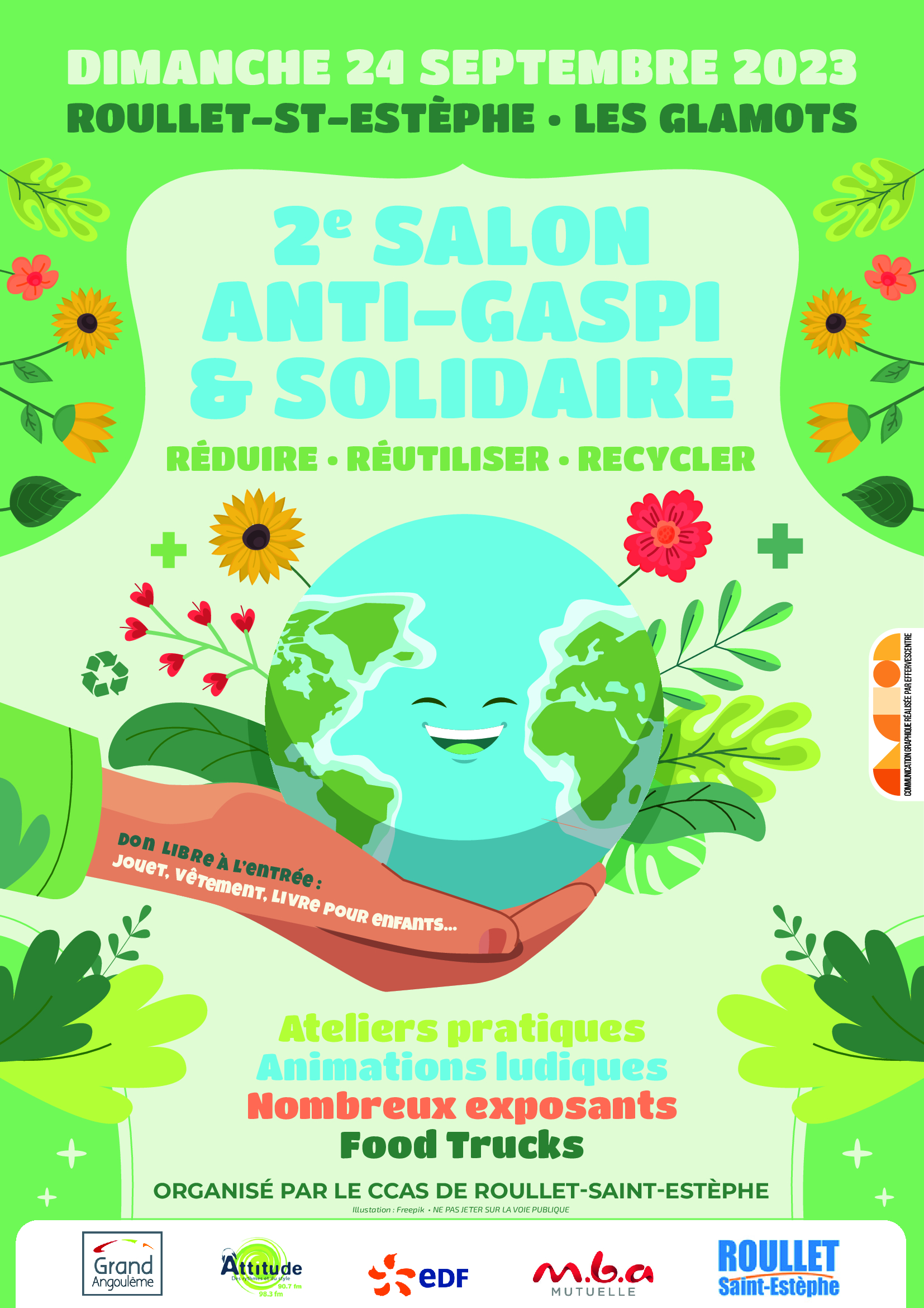 ⁣Ce dimanche 24 septembre, vivez la secondes édition du salon Antigaspi et solidaire à Roullet st Estèphe à la plaine des Glameaux