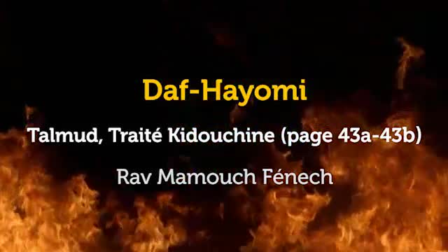 ⁣Daf Hayomi - Kidouchine 43 avec Rav Mamouch Fénech