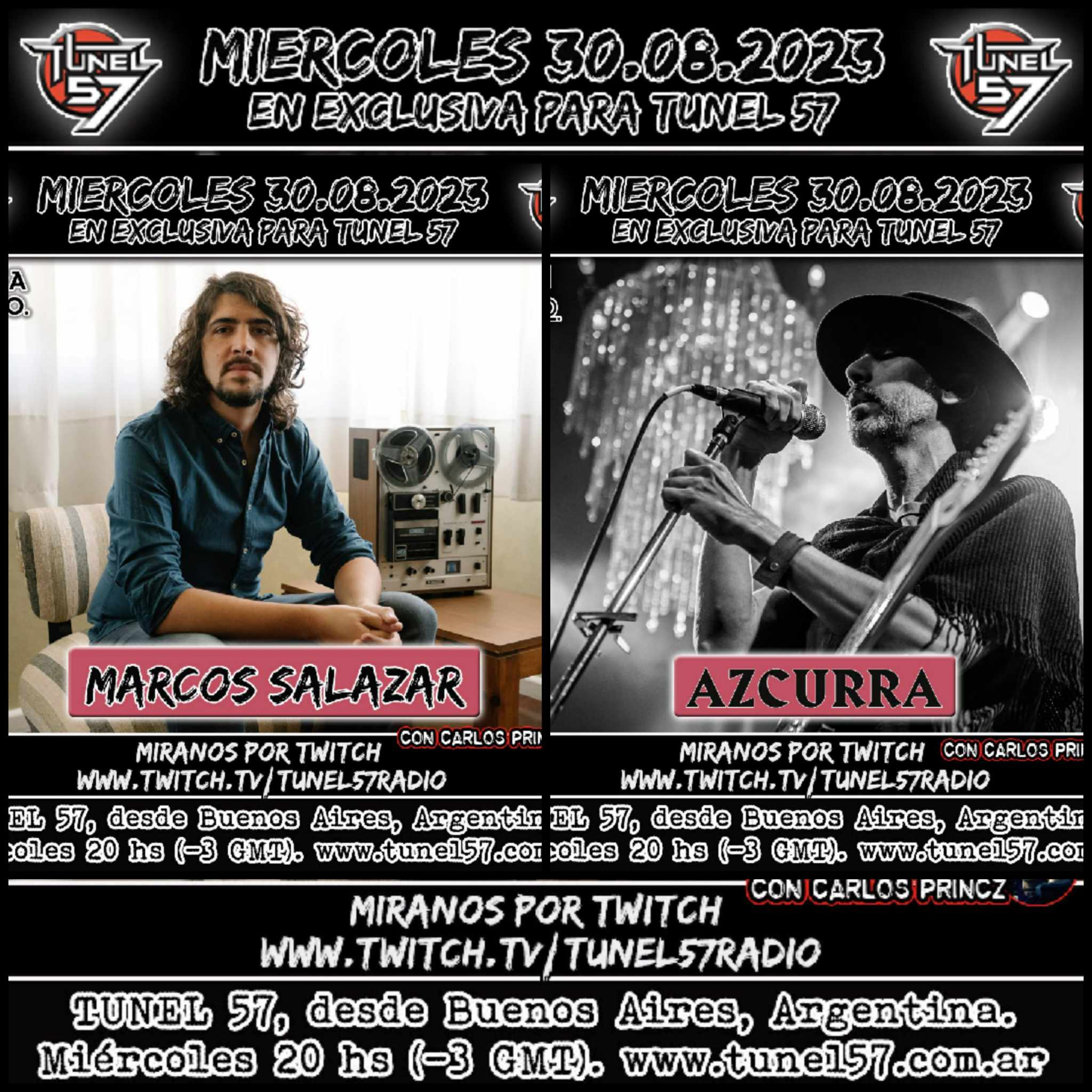 ⁣Marcos Salazar & Azcurra. Entrevista en TUNEL_57 - Programa Nº 1444 - 30/08/2023.