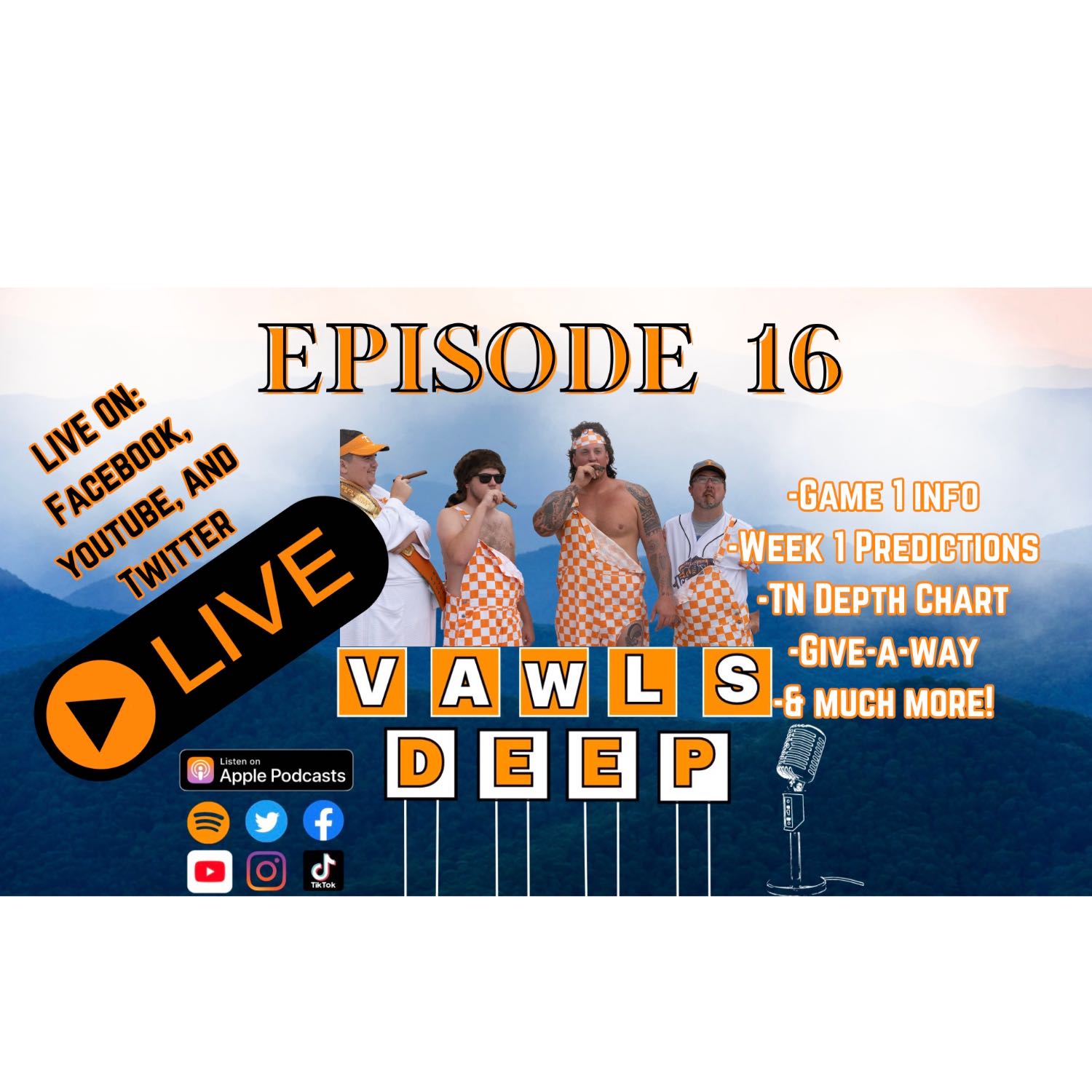 Episode 16 LIVE!!! Week 1 Predictions. Tennessee vs Virginia Preview