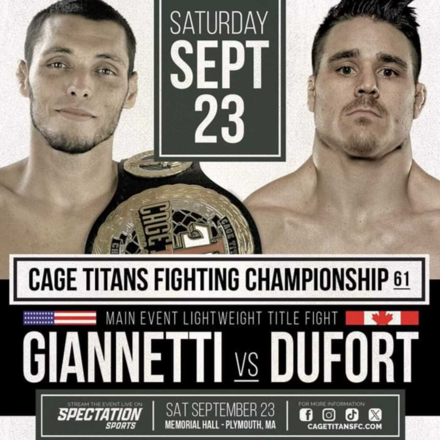 Michael Dufort (11-4) Says He Will Finish Joe Giannetti at Cage Titans 61