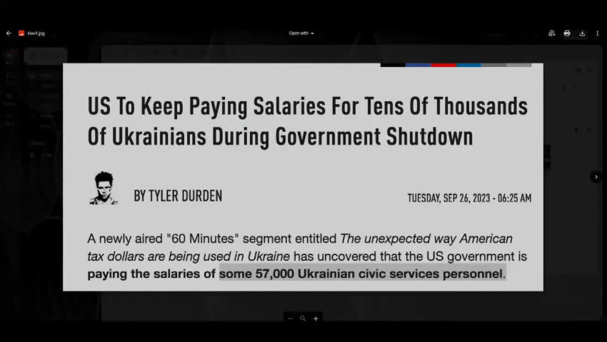 ⁣WHAT? -- Tens of Thousands of Ukrainians To Receive "Pay" (Our Taxes) During U.S. Government Shutdown!