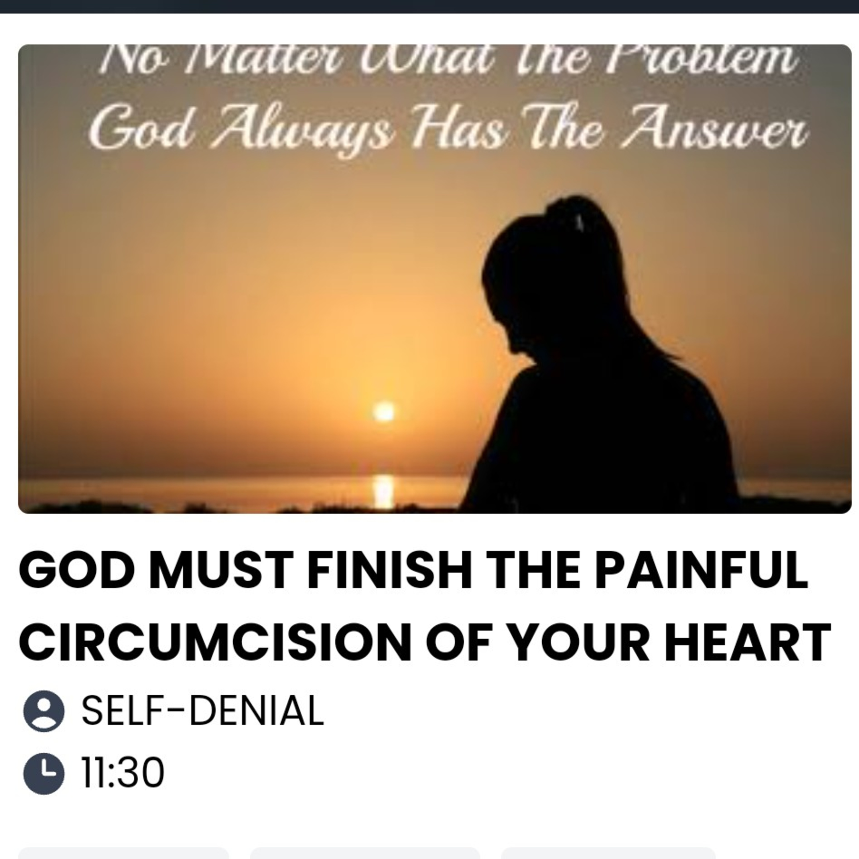 GOD MUST FINISH THE PAINFUL CIRCUMCISION OF YOUR HEART
