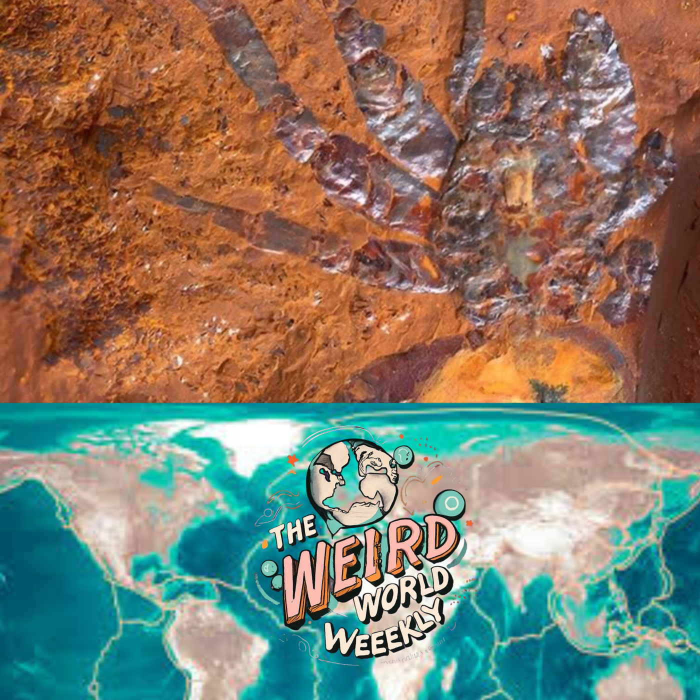 ⁣The Lost continent &  Large fossil spider