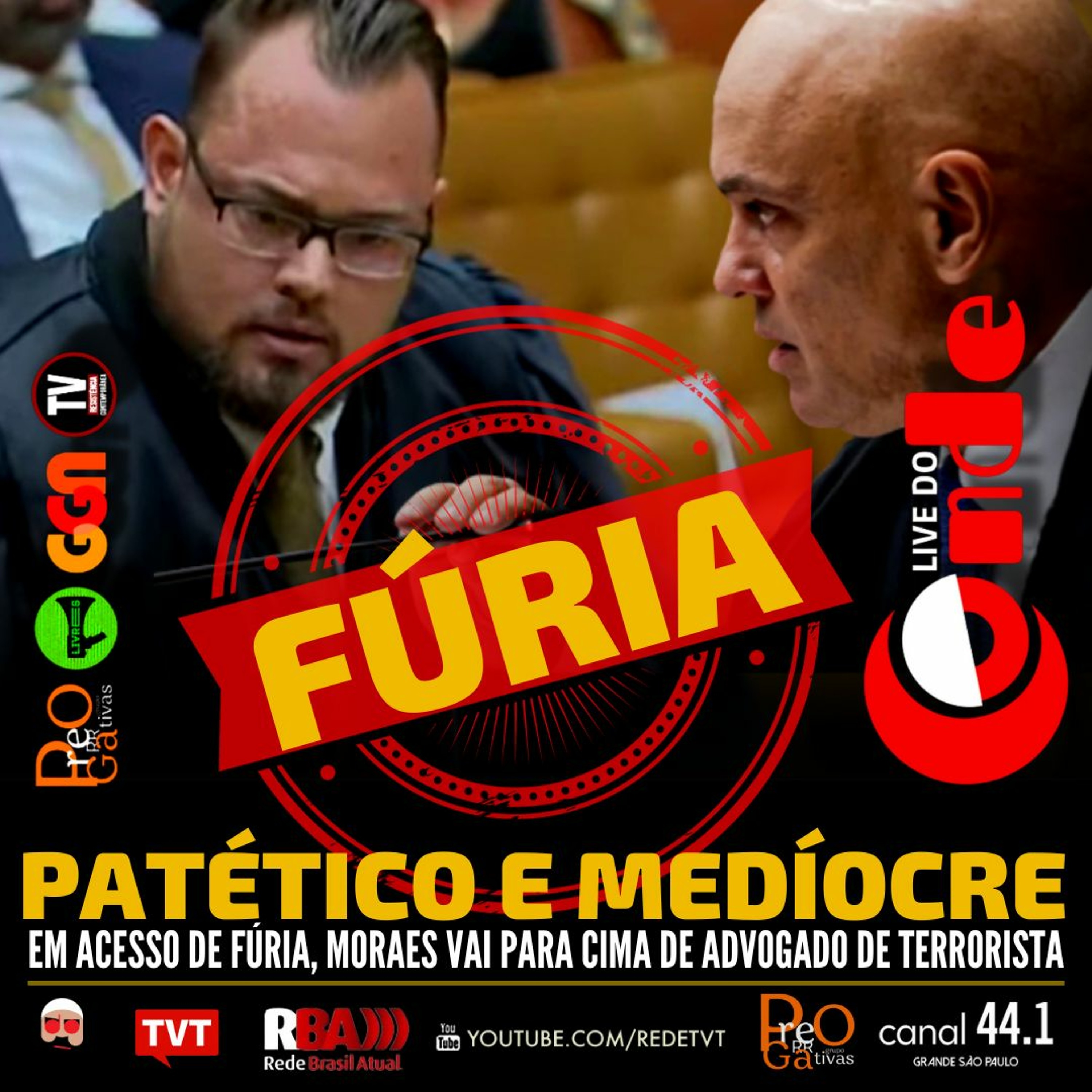 ⁣Live do Conde! Patético e medíocre: em acesso de fúria, Moraes vai para cima de advogado