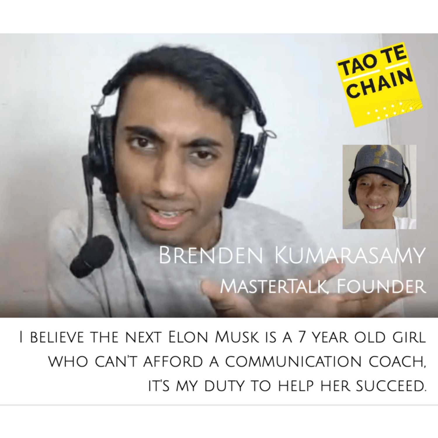 ⁣Brenden Kumarasamy - I believe the next Elon Musk is a 7 year old girl who can't afford a communication coach, it's my duty to help her succeed.