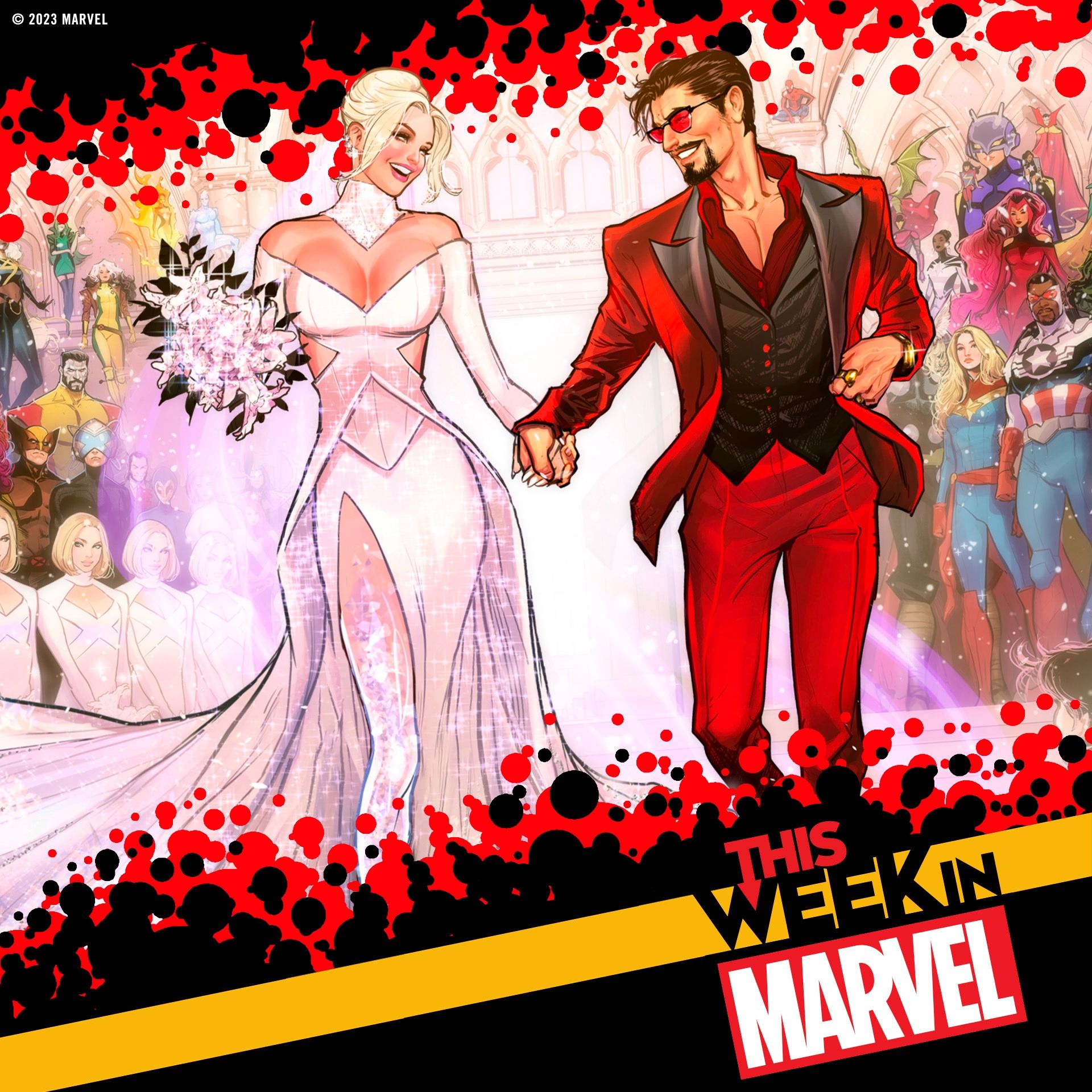 ⁣Emma Frost & Tony Stark Exchange Vows, Scarlet Witch's Evolution, Predator Vs. Wolverine, and More!