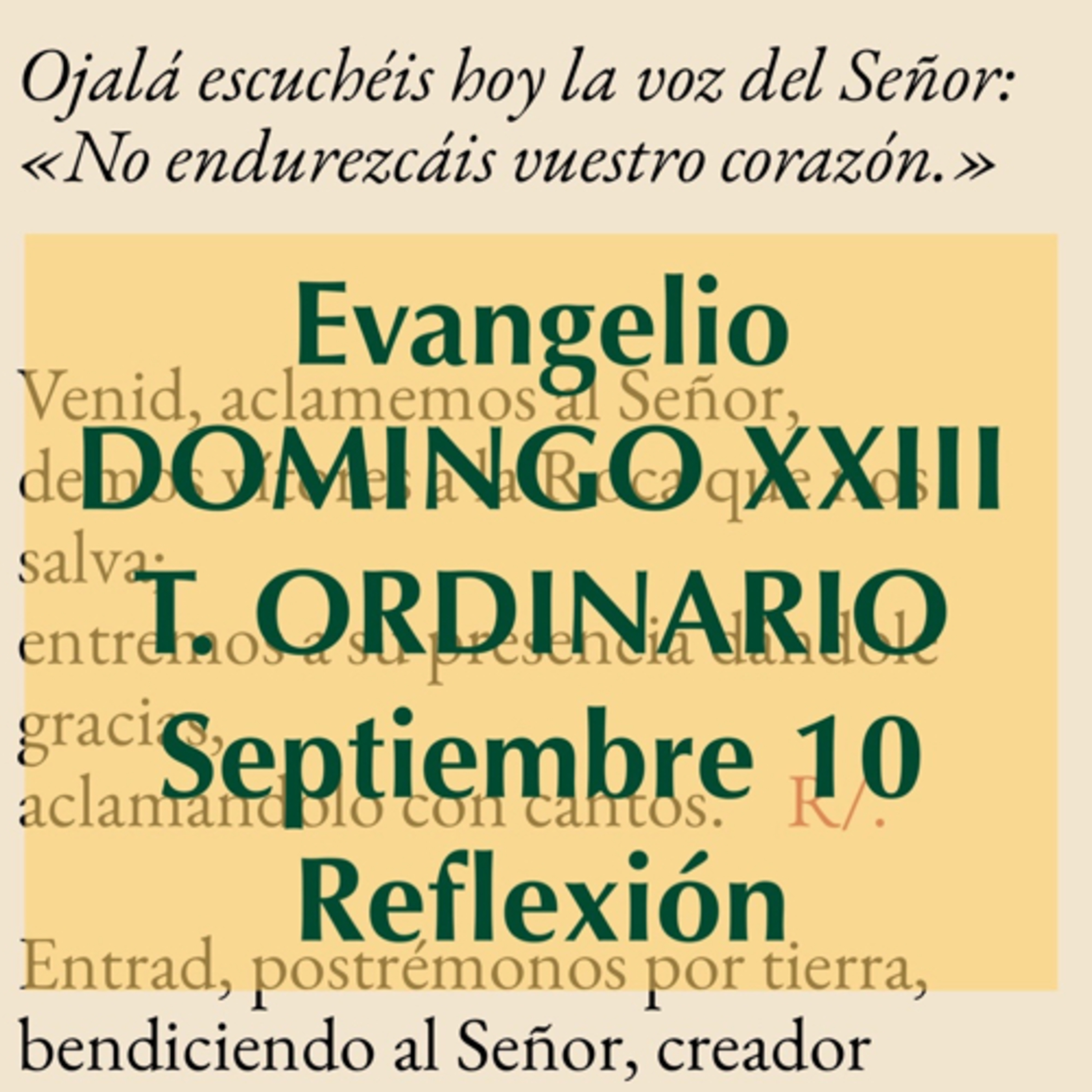 ⁣DOMINGO XXIII DE TIEMPO ORDINARIO. Septiembre 10. Evangelio y reflexión.