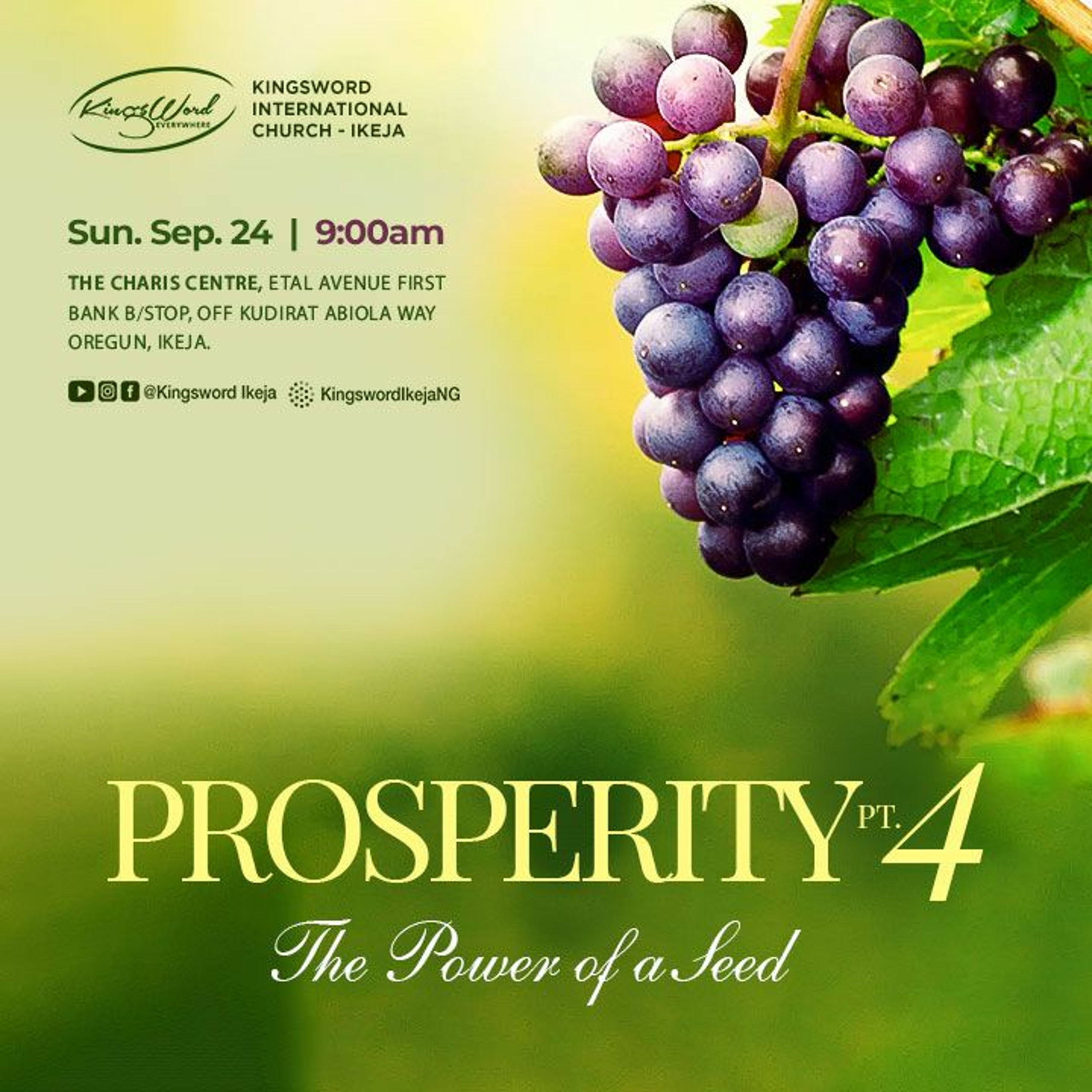 ⁣SUNDAY SERVICE - PROSPERITY  PT. 4 - THE POWER OF A SEED - 24TH SEPTEMBER 2023